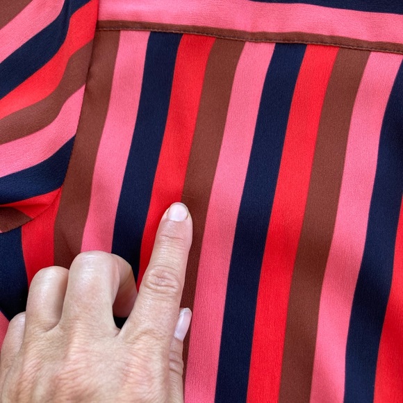 Ann Taylor Red & Black Stripe Button Front Blouse Size Small - Picture 11 of 14